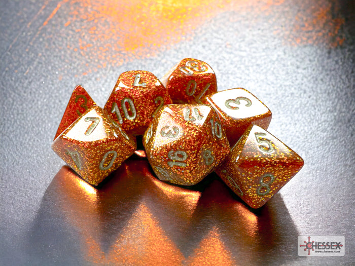 Glitter Mini Gold/Silver 7pc Dice Set