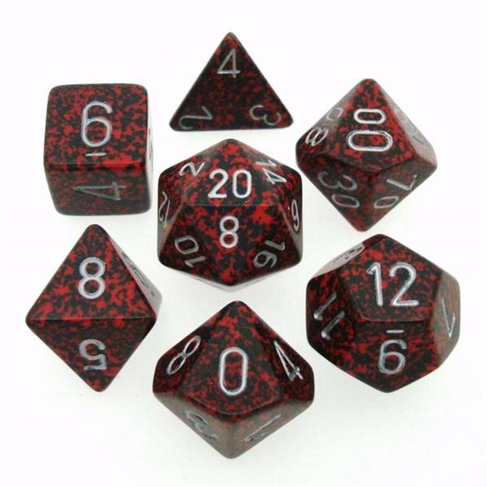 Dice Cube 7-Piece Speckled Silver Volcano
