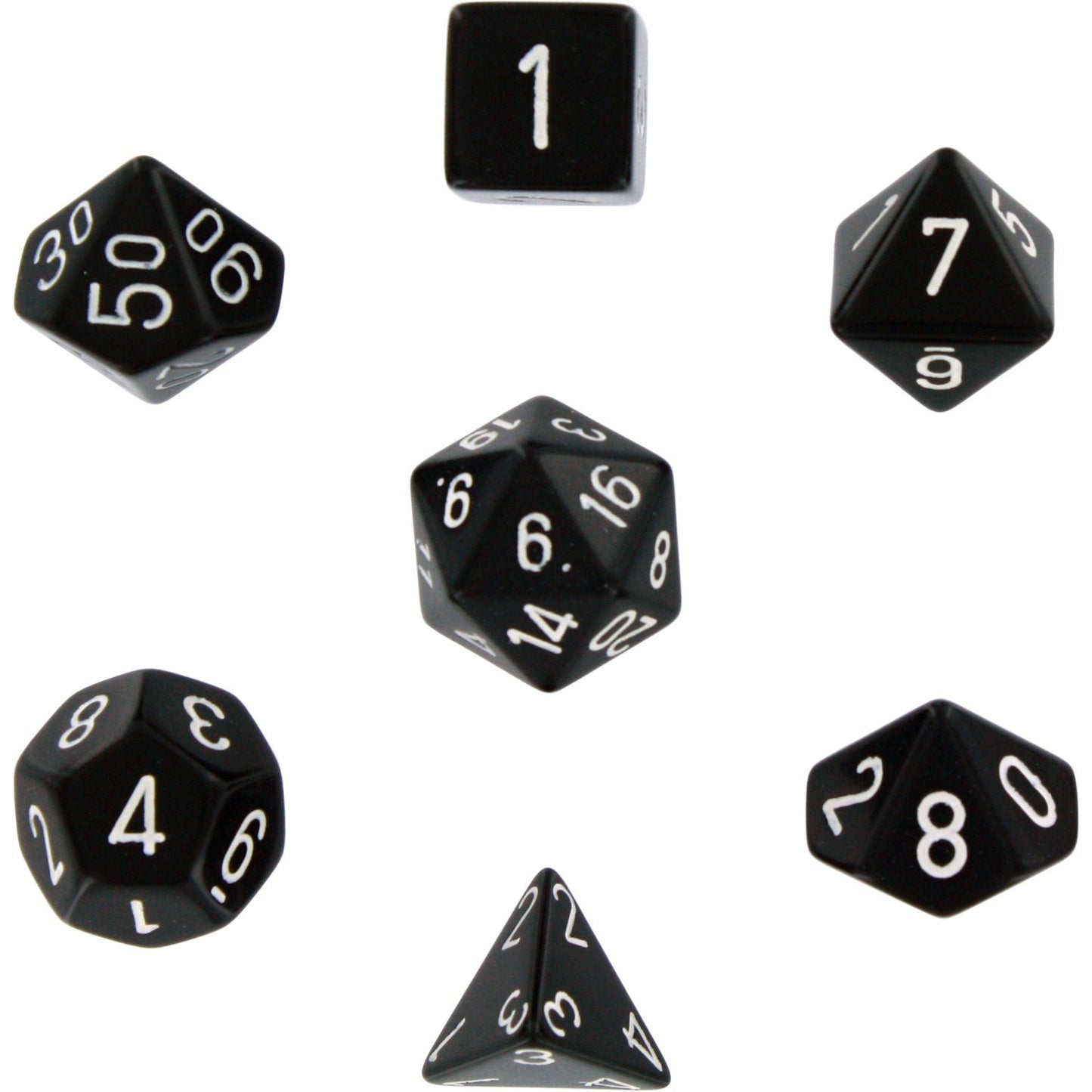 Opaque Black/White 7pc Dice Set