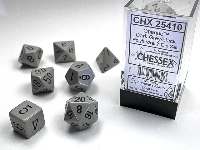 Opaque Grey/Black 7pc Dice Set