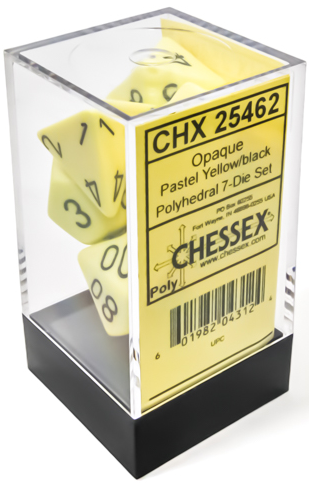 Opaque Pastel Yellow/Black 7pc Dice Set