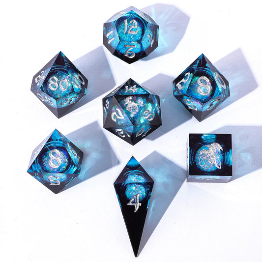 Sharp Edge Liquid Core RPG 7pc Dice Set Twilight Azure