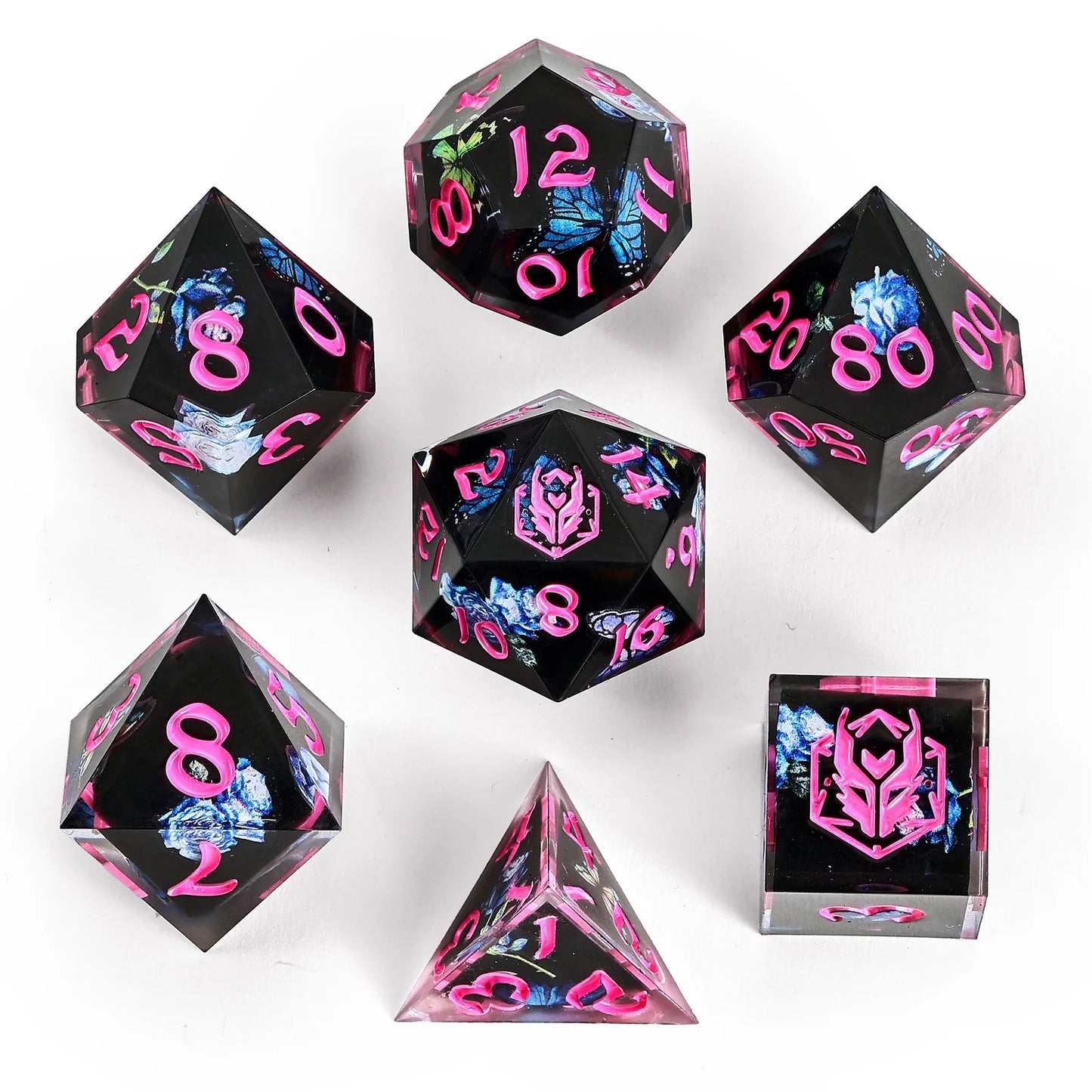Captured Magic Sharp Edge Resin 7pc Dice Set Vintage Handbag