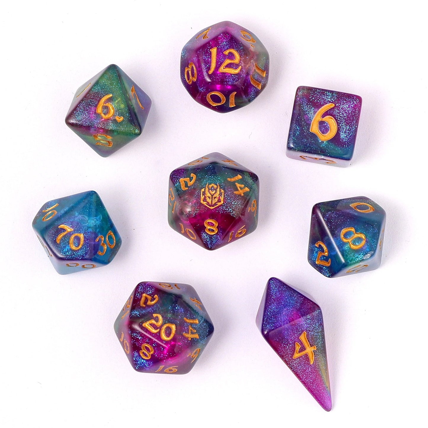 Wyrmforged Rollers Round Edge 8pc Dice set Siren's Melody