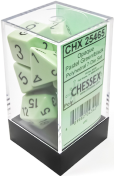 Opaque Pastel Green/Black 7pc Dice Set