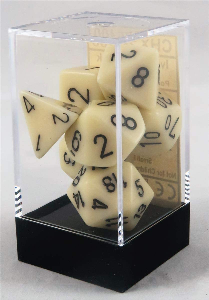 Opaque Ivory/Black 7pc Dice Set