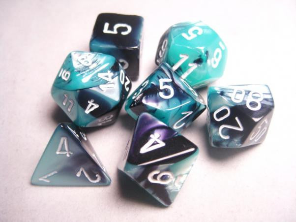 Gemini Black-Shell/White 7pc Dice Set