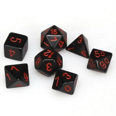Opaque Black/Red 7pc Dice Set