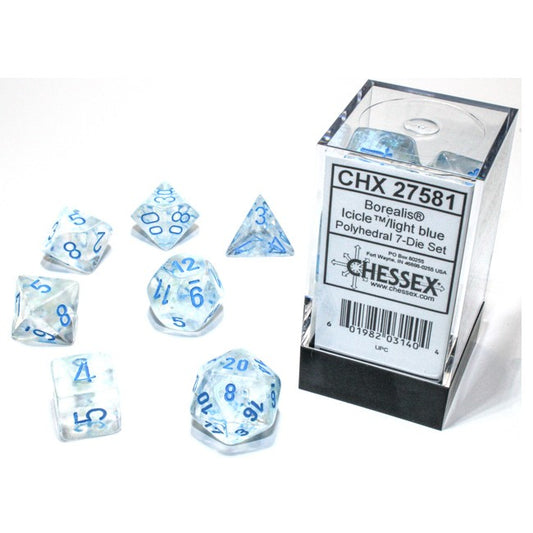 Borealis Icicle/Light Blue Luminary 7pc Dice Set