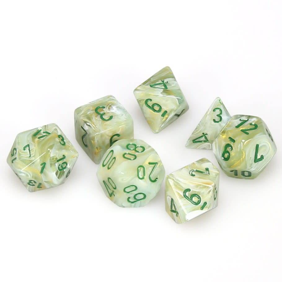 Marble Green with Dark Green 7pc Dice Set
